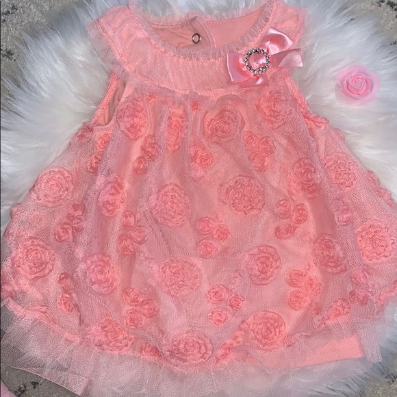 Peach/Pink Summer Baby Girl Dress - Picture 2 of 8